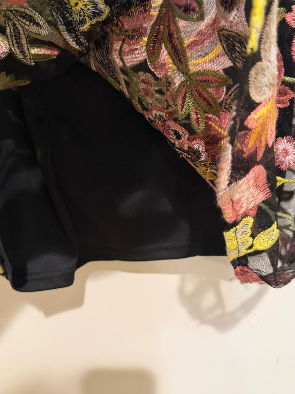 Sam Edelman Black Midi Dress with Pink, Yellow & Green Floral Embroidery - Picture 6 of 10